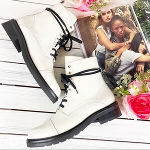 NEW All Saints Lira Hiker White Leather Boots 11